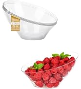 BESTSTAR Clear Plastic Serving Bowls 8 Pack 20oz – Angled Disposable Party Bowls for Chips, Salad...