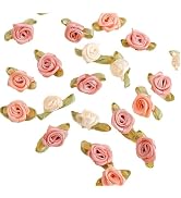 100 Pcs 15mm Multicoloured Mini Rose Flowers Satin Ribbon Bows Appliques DIY Sewing Craft Accesso...