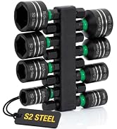 Impact Hex Nut Driver Set Metric 8Pcs 6–13mm N52 Magnetic Power Socket Set | S2 Alloy Steel, 1/4 ...