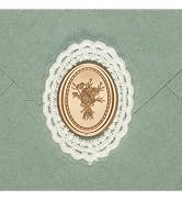 UNIQOOO Wax Seal Stickers with Lace Border - Vintage Photo Frame Floral Bouquet Wedding Invitatio...
