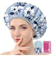 Years calm Shower Caps for Women Reusable Waterproof – Double Layer Elastic Cap with Tropical Bot...