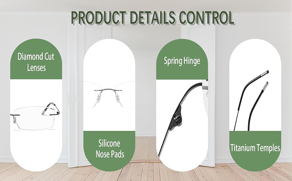 Frameless Progressive Multifocal Reading Glasses Diamond Cut Photochromic Sunglasses