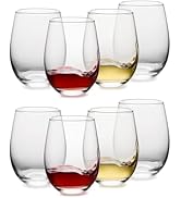 OUWO Stemless Wine Glasses Set of 8, 18oz Red White Wine Glasses,Lead-free Wine Glasses for Home,...