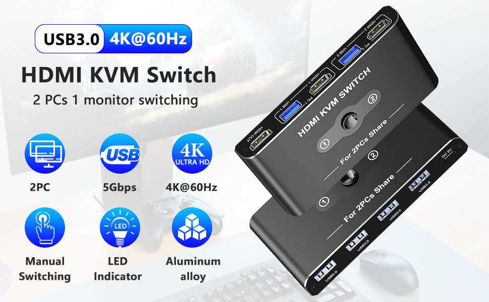 KVM Switch 2 in 1 out