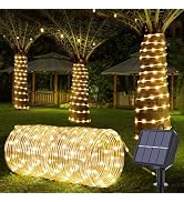 Solar Rope Lights, 66ft 200LED Solar String Lights, 8 Modes Waterproof Solar Powered Outdoor Ligh...