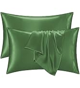 Q&J Fabric Co. Satin Pillow Cases 2 Pack, Standard Size Similar to Silk Pillow Cases for Hair and...