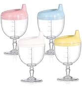 Goaste 4 Pack Baby Wine Sippy Cups, Goblet Style Plastic Toddler Stemware with Lids, 6.7oz Kids B...