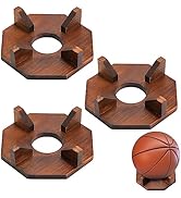 Lawei 3 Pack Wooden Ball Stand Holder, Small Ball Display Stand for Football Basketball Soccer Vo...
