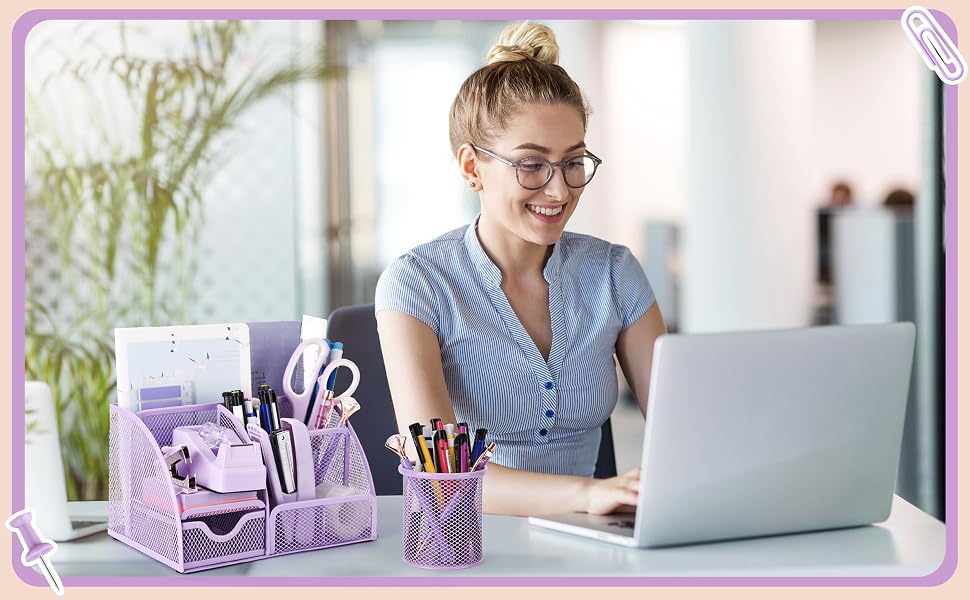 11 Pcs Purple Office Supplies Set