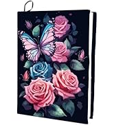 CRASPIRE Rose Stretchable Book Cover Flower Butterfly Washable Reusable Large Nylon Cloth Elastic...