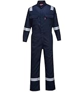 Portwest FR94 Men's Bizflame 88/12 Iona FR Fire Resistant Reflective Coveralls Navy, Large