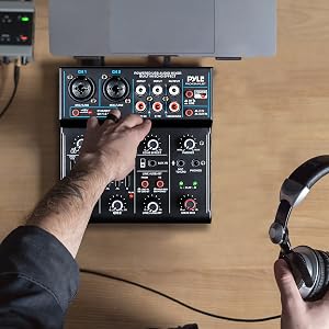Professional Wireless DJ Audio Mixer - 4-Channel Bluetooth DJ Controller Sound Mixer - USB Audio