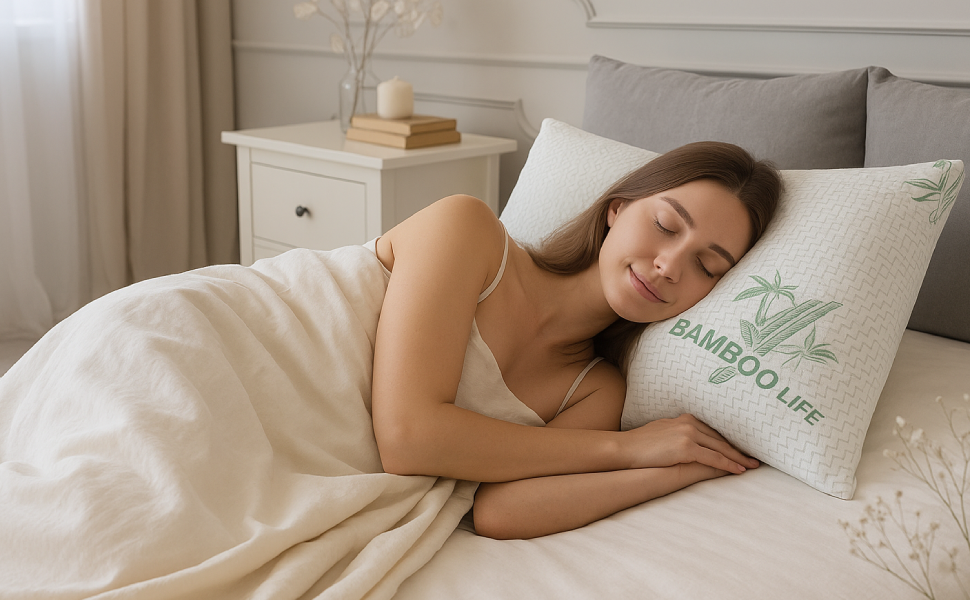 cooling memory foam pillow bamboo set 2