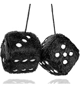 Black Fuzzy Dice for Car Rear View Mirror, Pair of 2.75" Plush Dice Retro Hanging Ornament