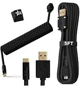 Hystar USB-C Coiled Aviator Cable for Gaming Mechanical Keyboards | Double-Sleeved Cable, Premium...