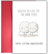 YIWANSIN Cute 2nd Anniversary Card, Funny Cotton Balls Anniversary Card for Men Woman, Sweet Seco...