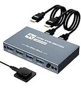 KVM Switch 1 Monitors 2 Computers, 4K@60Hz KVM Switch, USB3.0 Switch, KVM Switches for 2 Computer...