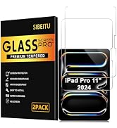 SIBEITU Screen Protector for iPad Pro 11 Inch 2024 Model M4, 2 Pack iPad Pro 5th Generation Tempe...