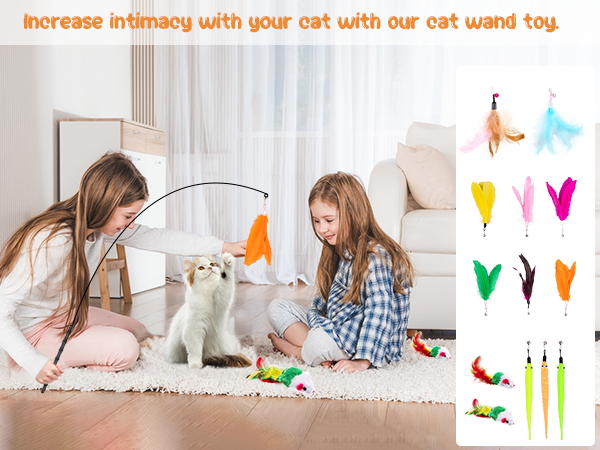 cat fishing pole toy, cat feather toy, cat mice toys, worm cat toy