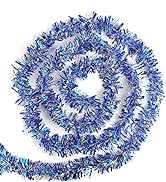 CCINEE 33 Feet Blue Christmas Tinsel Garland for Christmas Tree Ornaments Party Ceiling Hanging D...