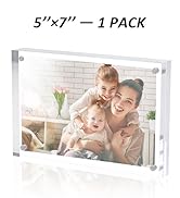 Sezanrpt Acrylic Picture Frames 5x7 Free Standing, Clear Crystal Double Side Magnets 5'' x 7'' Pi...
