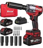 Cordless Impact Wrench1/2 Inch, 800N. M/590Ft-lbs Power Impact Gun Kit, High Torque Electric Impa...