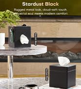 Cloudever Square Tissue Box Cover Holder with Patented Texture for Kleenex/Puffs Cubes