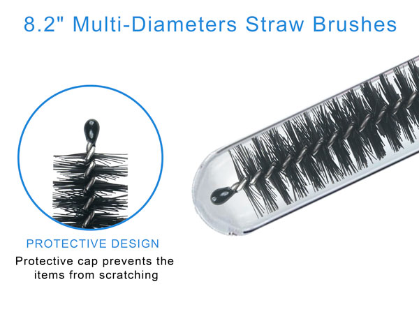 Glass Cleaning Kit Straw Cleaner Brush - Reusable Handles Extra Long Bottle Brush