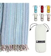 BAY LAUREL Turkish Beach Towel with Travel Bag 39 x 71 Quick Dry Sand Free Lightweight Large Over...