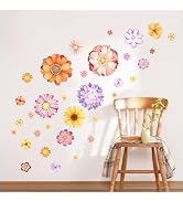 Supzone Boho Flower Wall Decals, Large Boho Spring Floral Daisy Wall Stickers Bohemian Hippie Psy...