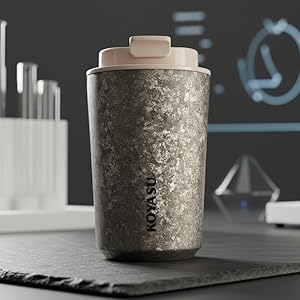 KOYASU Ti-Zen Nimbus Gray 12oz titanium mug. 1668C crystalline texture, Grade 1 purity, no coating.