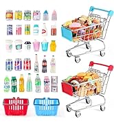 134pcs Mini Shopping Cart Basket Miniature Food Drink Bottle Supermarket Metal Handcart Toys Doll...