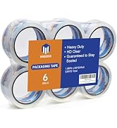 wanguagua 330 Yards Total, 1.88 Inch x 55 Yards 6 Pack, Highly Clear Heavy Duty Packing Tape, Str...