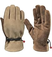 AOUCHI Leather Work Gloves for Women with Cotton Lining, Thorn Proof Gardening Gloves for TIG/MIG...