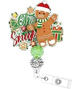 Oh Snap Retractable Badge Holder - Green Christmas Gingerbread ID Name Badge Holders with Alligat...