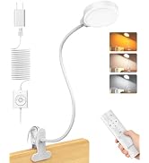 Glocusent 5W 36 LED Reading Clip on Light for Bed, Eye Caring Bed Lamp, 3 Colors & 5 Brightness L...