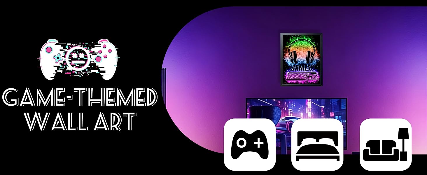 Boys Room Gamer Wall Decor Cool Video Gamers Wall Art