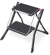 KINGRACK Folding Step Ladder, 2 Step Foldable Step Stool, Portable Stepladder with Handle, Non-Sl...