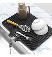 Dish Drying Matt for Kitchen Counter,10"14"18"20"Silicone Dry Rack Mat with Built in Drain, Kitch...