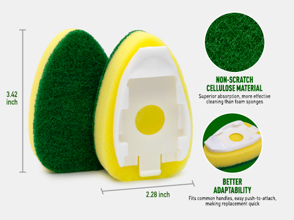 Dish Sponge Replacement Heads,Dish Wand Sponge Refill for Kitchen Cleaning
