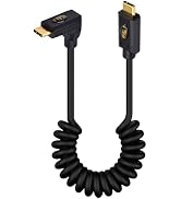 Duttek 90 Degreed USB C Coiled Cable 240W, USB 4 Cabel 40Gbps, USB C 90 Degree Male to Male Sprin...
