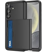 Jiunai for Samsung S24 Case with Card Holder 2024, Dual Layer Protective Shockproof Pocket Credit...