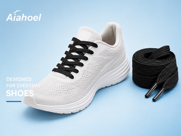 Aiahoel shoelaces: 21 colors, multiple sizes, flat woven texture, secure fit for everyday sneakers.