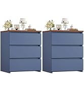 FOTOSOK Nightstand Set of 2 White Nightstand with 3 Drawers, White Bedside Table Night Stand for ...