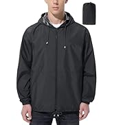 UIQUR Mens Rain Jacket Raincoat Windbreaker Running Waterproof Lightweight Packable with Hood Tra...