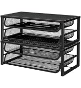 Ekisemio Desk File Organizer, 2 Pack 2-Tier Letter Tray Paper Organizer with Sliding Trays, Metal...