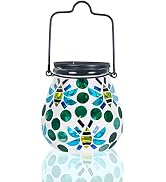Afirst Mosaic Outdoor Lanterns - Glass Solar Hanging Lights Bee Hollow Out Waterproof Outdoor Dec...