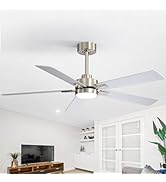 ZYD 52 Inch Brushed Nickel Ceiling Fan, Downrod Mount Brushed Nickel Ceiling Fan DC Motor 6-Speed...