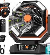 40000mAh Camping Fan, 8 Speed Powerful Battery Powered with 120H Max Cooling, Auto Oscillating wi...