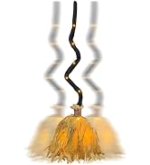 DR.DUDU 35" Witches Broom Animated Halloween Broom Dancing Witch Broomstick Moving with Orange Li...